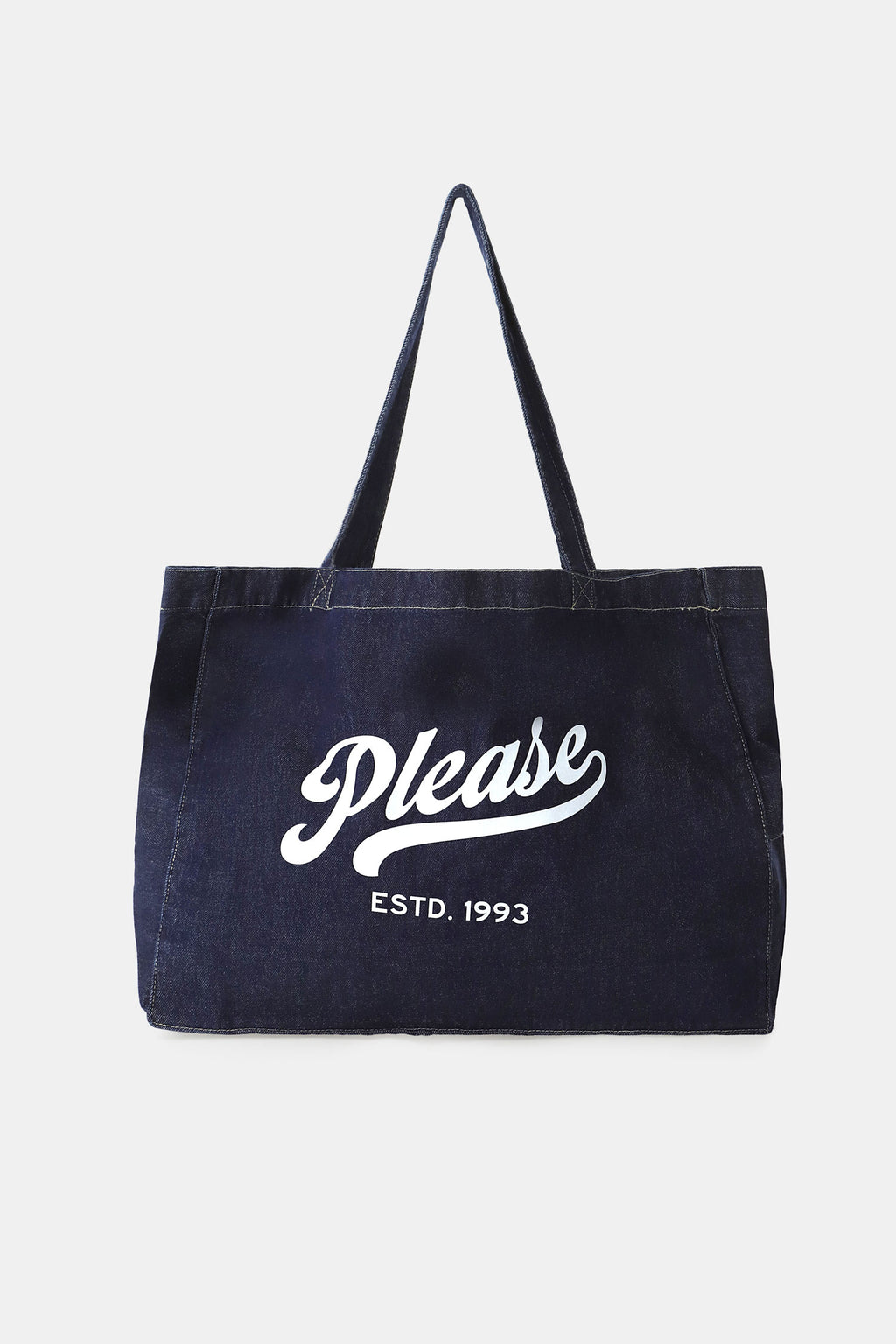 Sac cabas en denim brut logo Please – Please