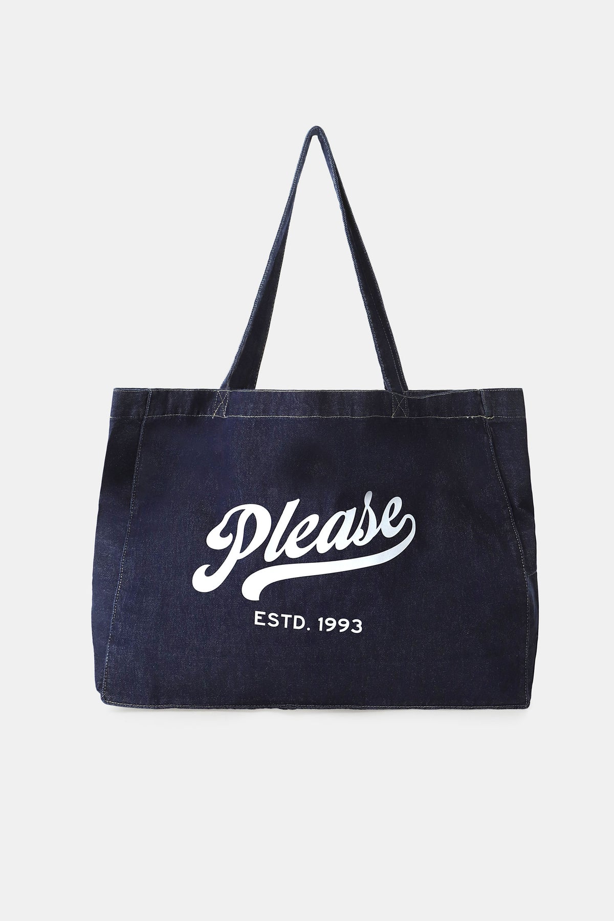 Sac cabas en denim brut logo Please – Please