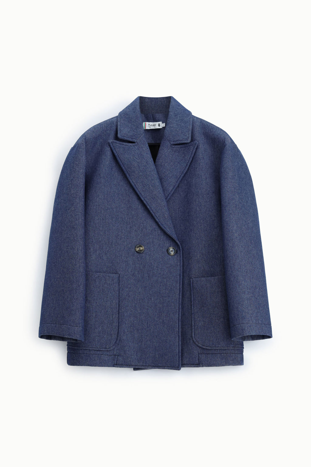 Manteau court croisé oversize femme, drap effet denim – Please