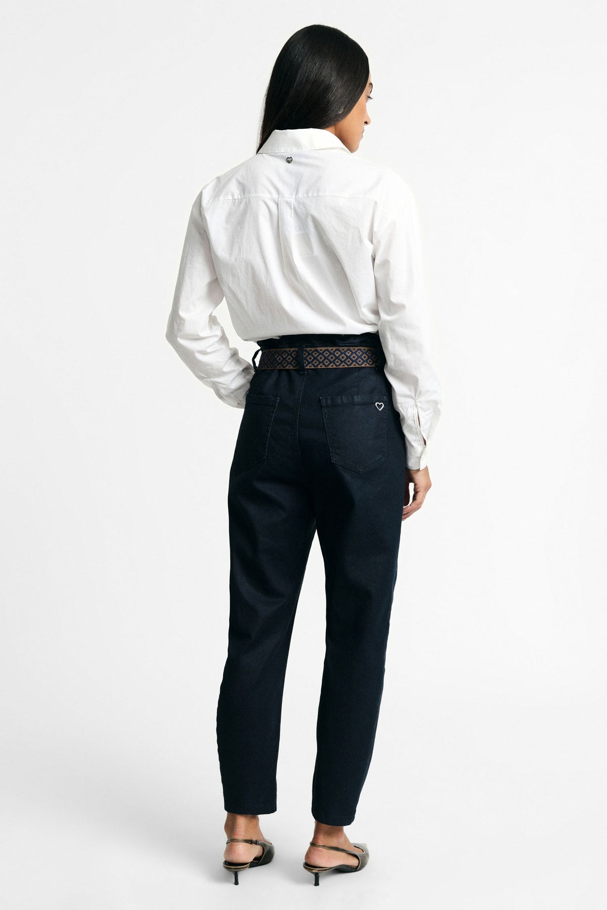 Jean taille haute ceinture tissée Bleu denim Please