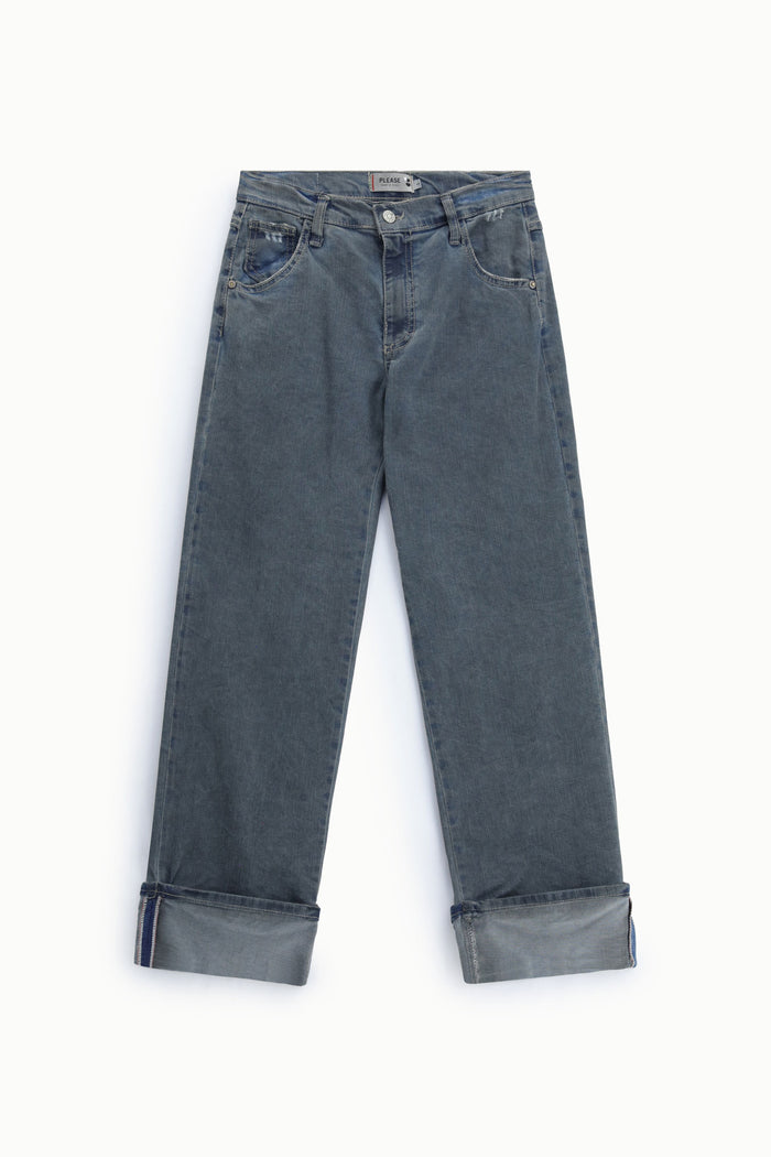 Jean femme droit à large revers – cinq poches – Please