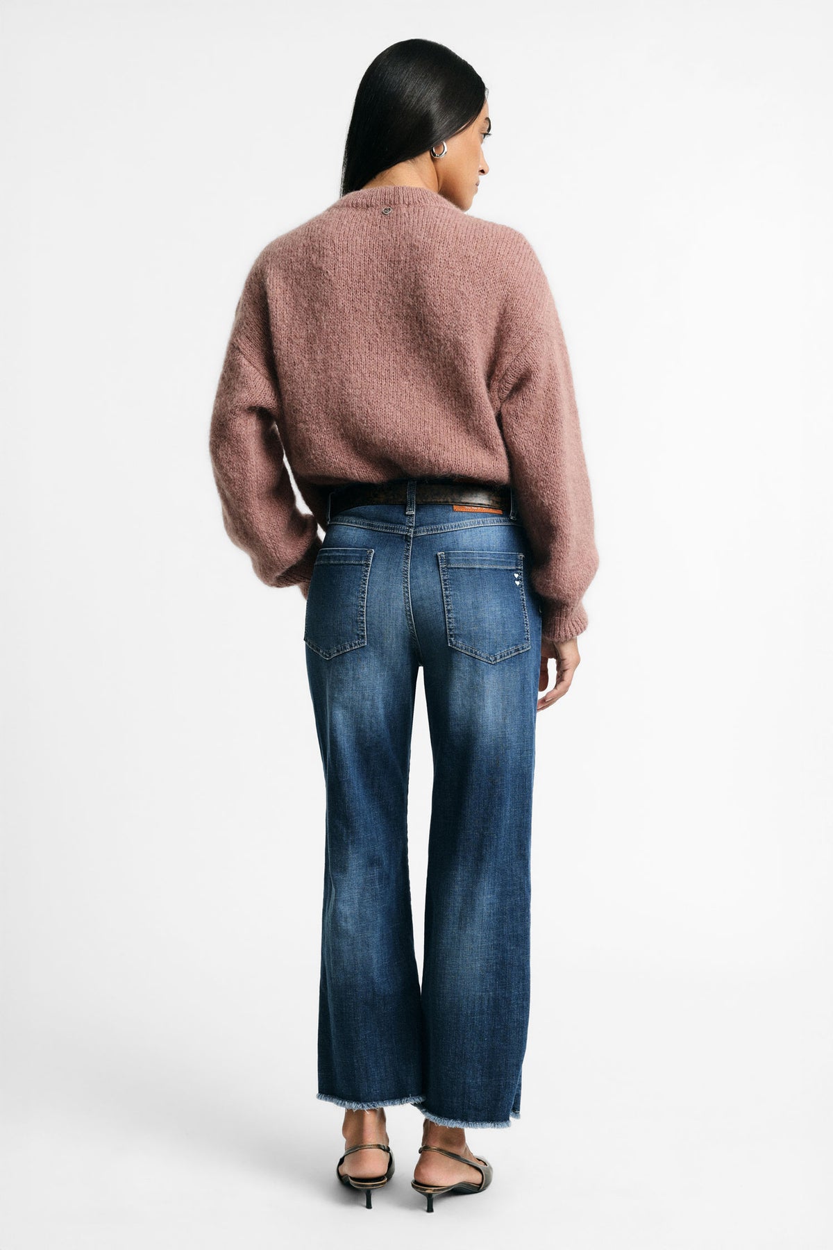 Jean droit taille haute à ourlet frangé - Please