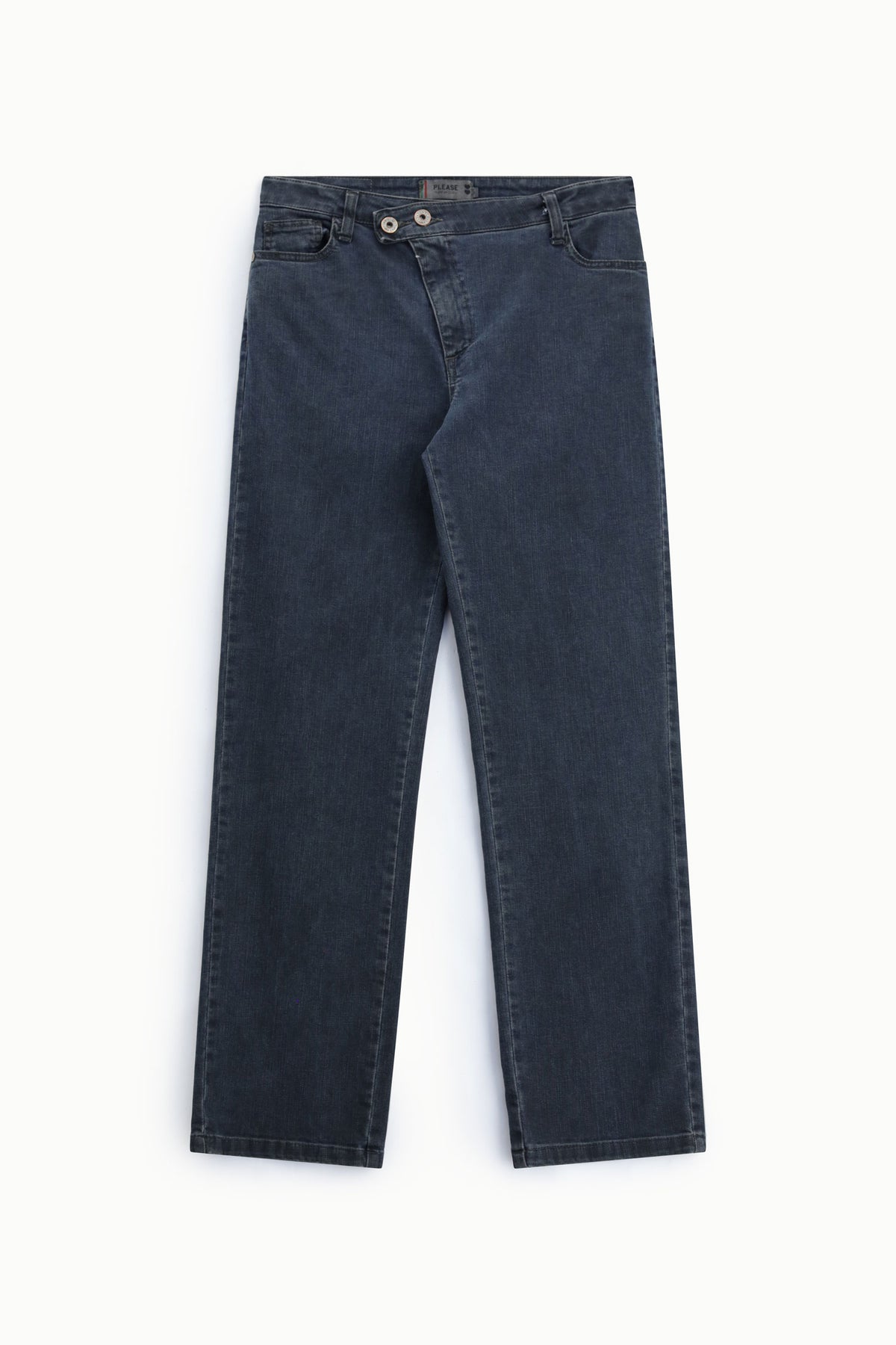 Jean droit taille moyenne à double bouton – Please