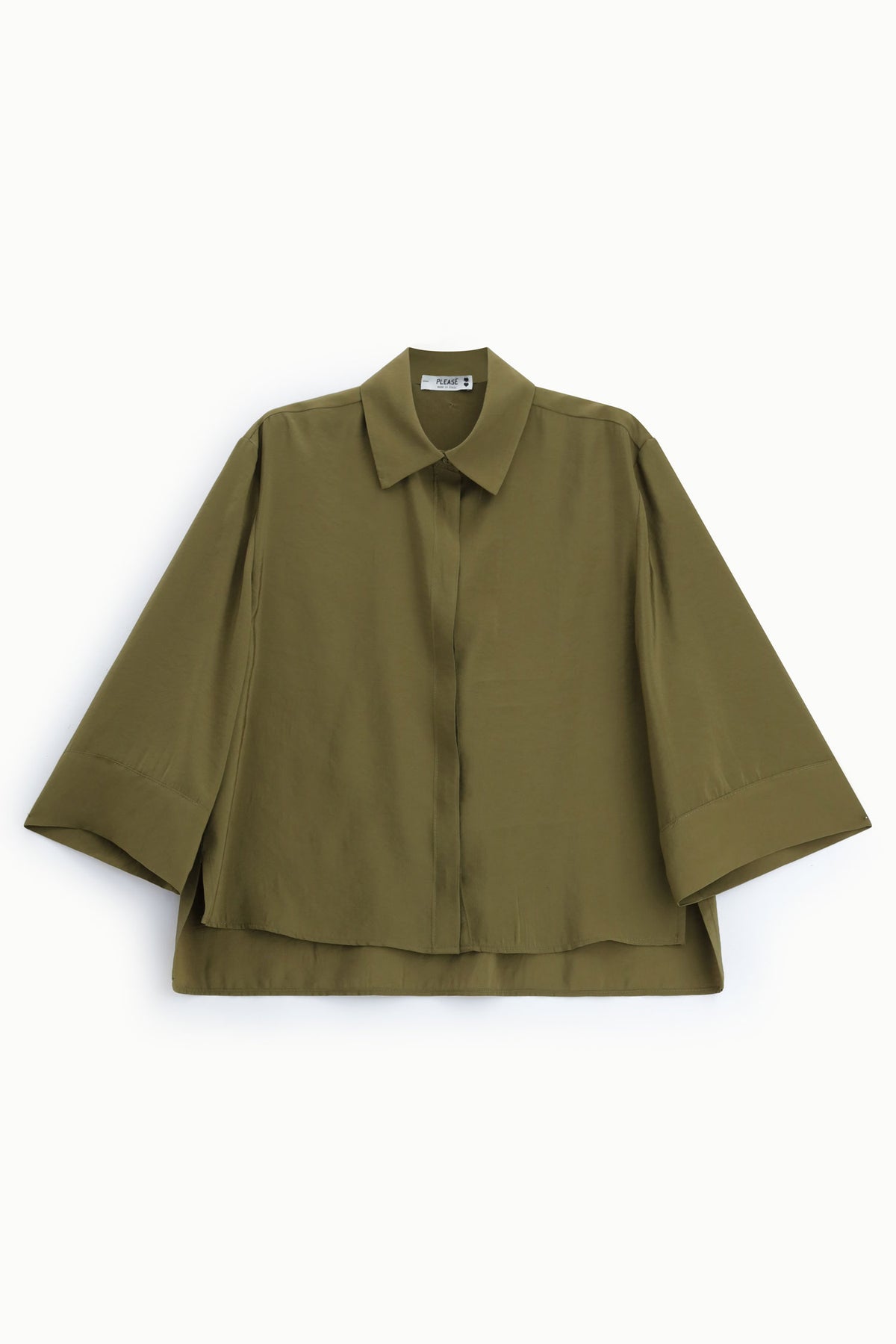 Chemisier femme fluide à manches kimono, packshot, coloris kaki – Please