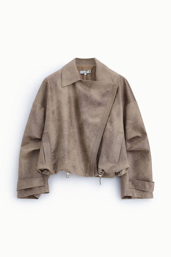 Veste biker femme oversize – fermeture asymétrique – Please