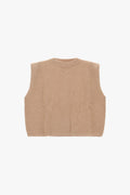 Pull sans manches femme à épaules structurées, maille mohair camel – Please