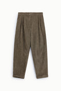 Pantalon taille haute à pinces et bas à revers – Please