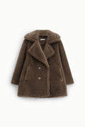 Manteau croisé fausse fourrure femme – large revers – Please