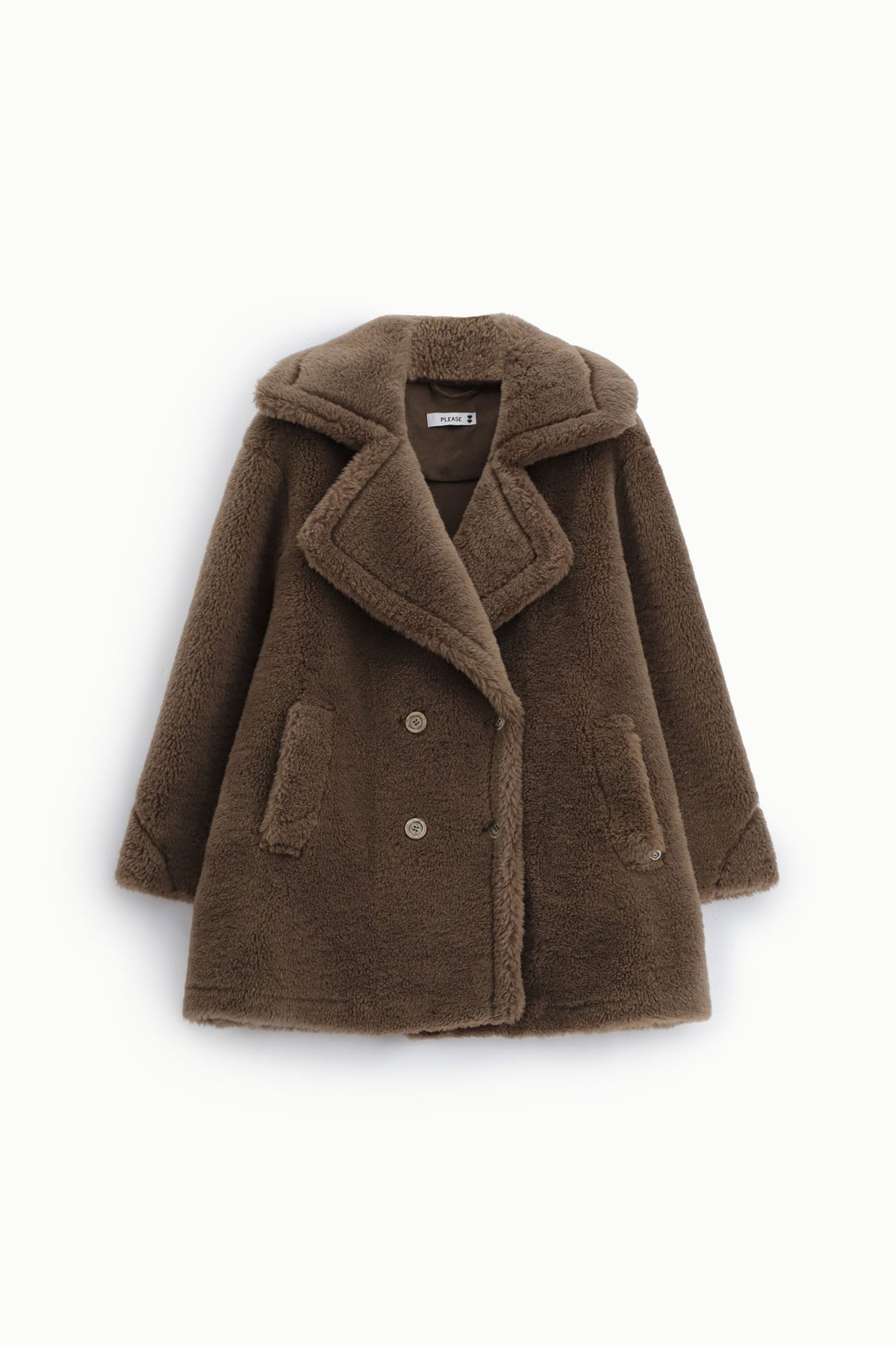 Manteau croisé fausse fourrure femme – large revers – Please