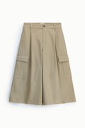 Jupe-culotte cargo femme à pinces – coton, coloris camel – Please