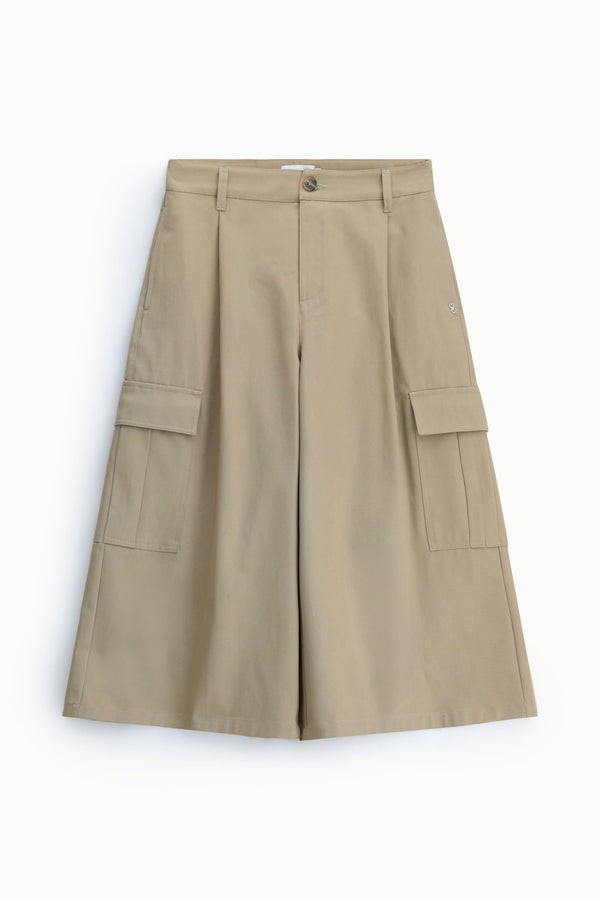 Jupe-culotte cargo femme à pinces – coton, coloris camel – Please