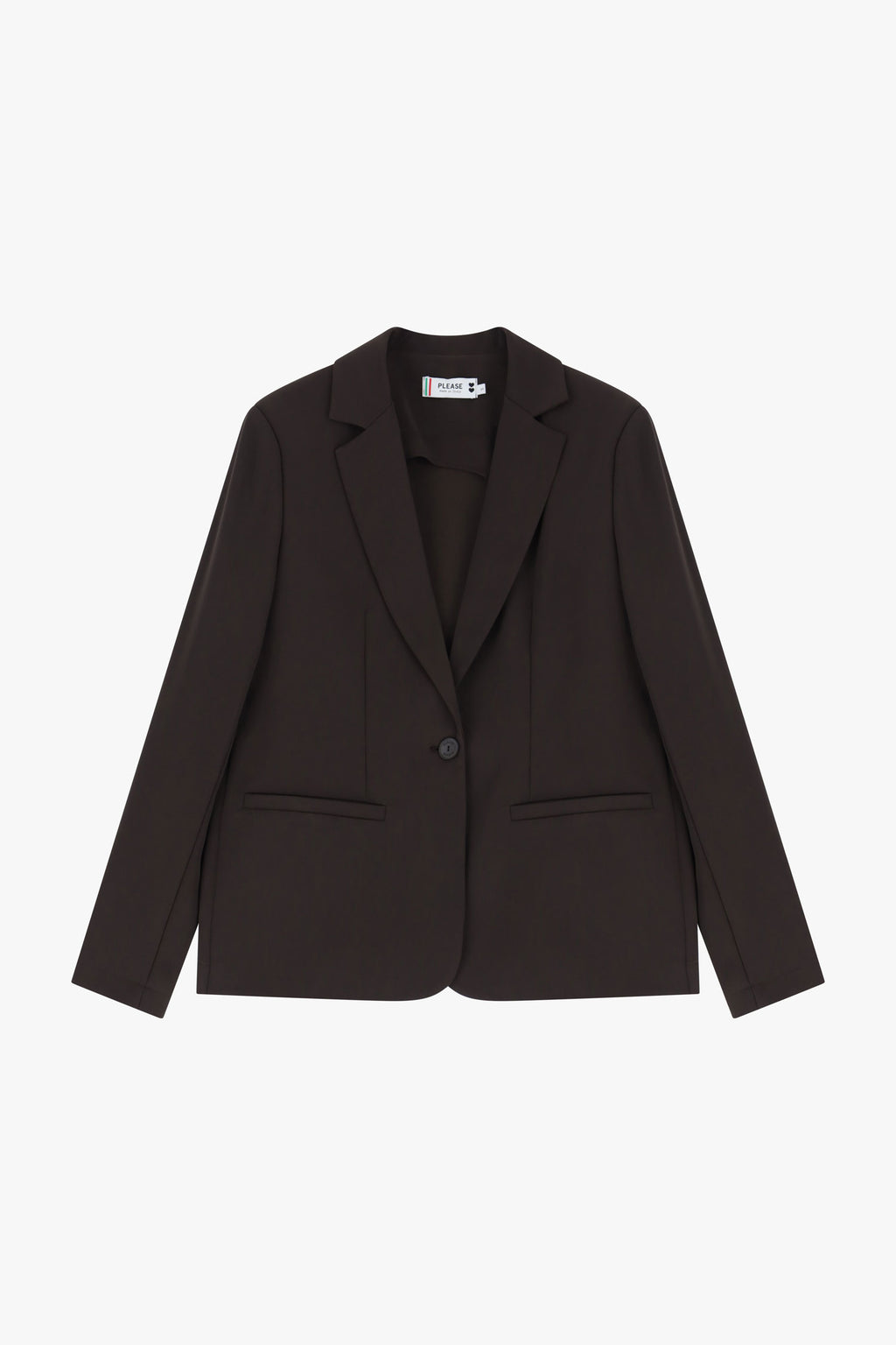 Blazer de tailleur femme – crêpe fluide, packshot, coloris chocolat – Please