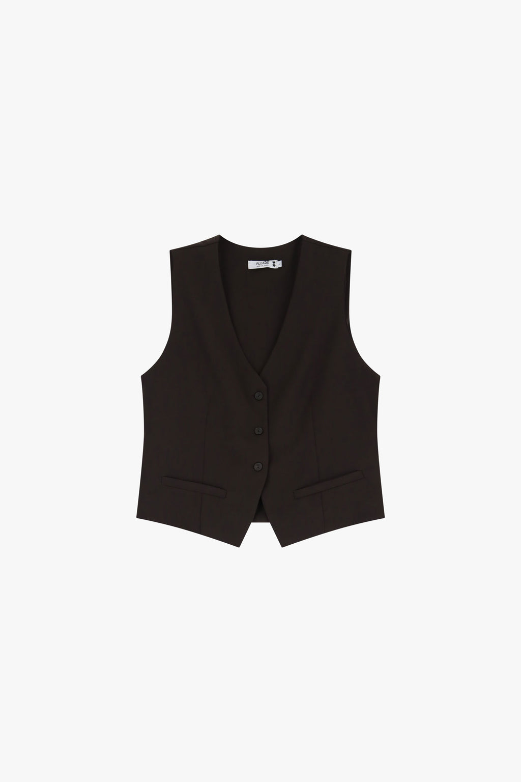 Gilet de tailleur femme – crêpe fluide, packshot, coloris chocolat – Please