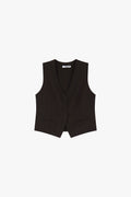 Gilet de tailleur femme – crêpe fluide, packshot, coloris chocolat – Please