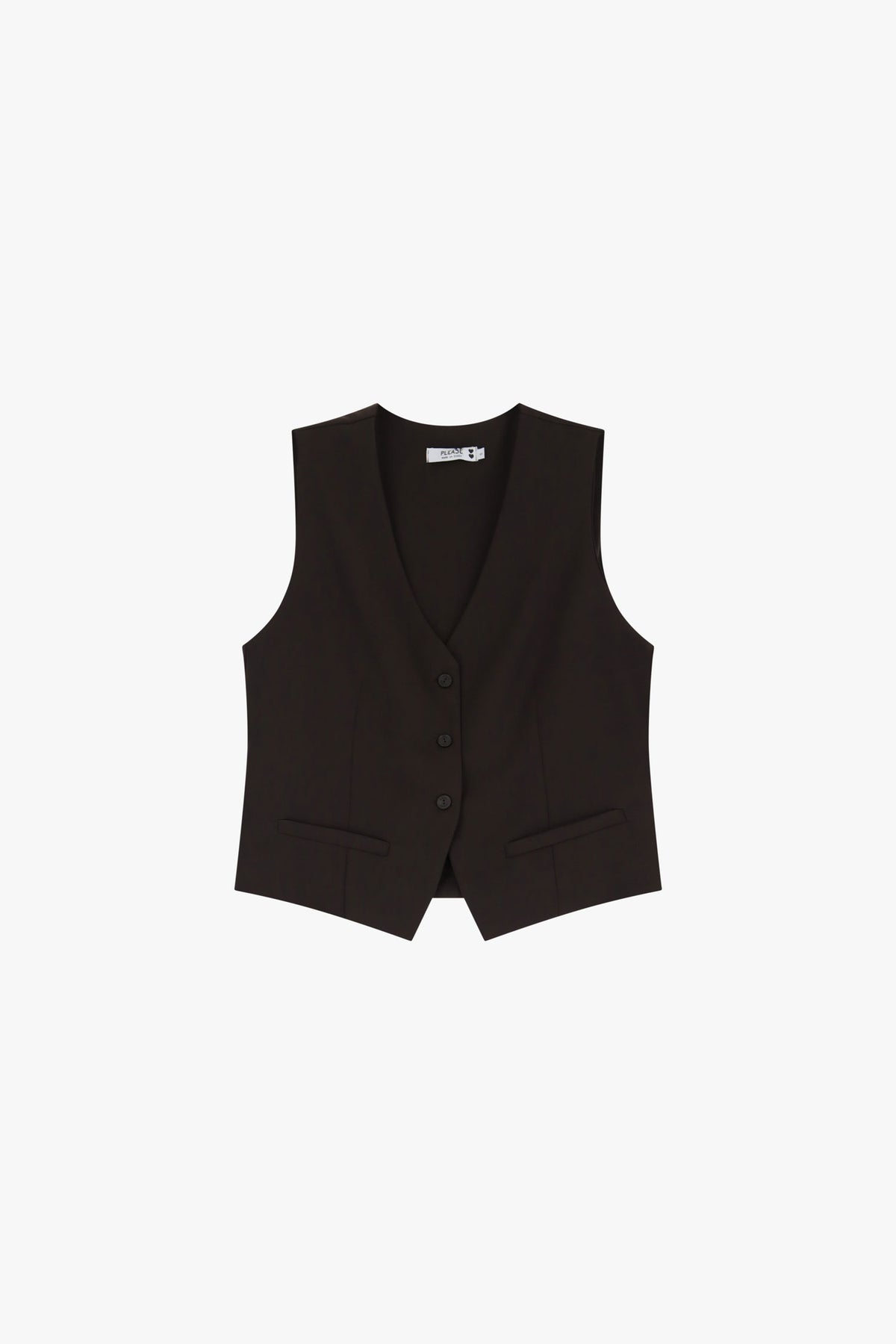 Gilet de tailleur femme – crêpe fluide, packshot, coloris chocolat – Please
