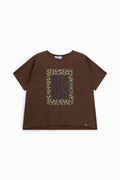 T-shirt femme ample à cadre léopard, coton chocolat – Please