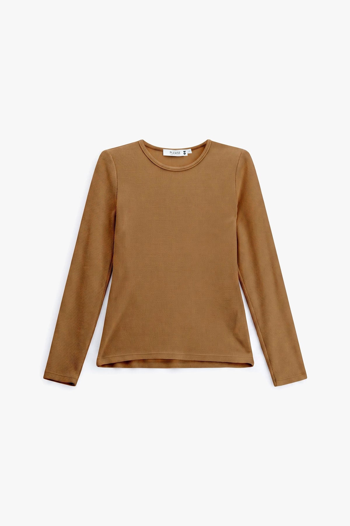 Top manches longues côtelé, coloris noisette – Please