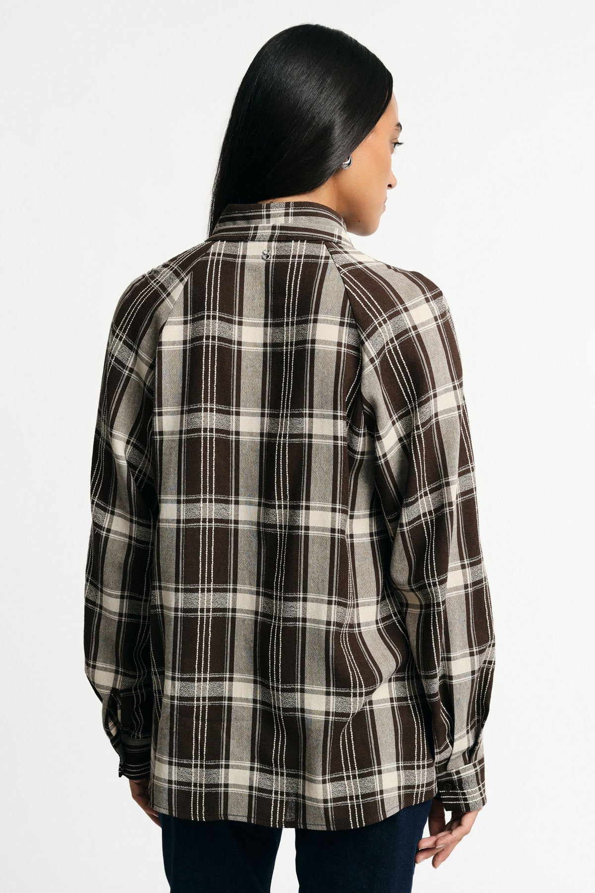 Chemise ample à carreaux col mao – Please