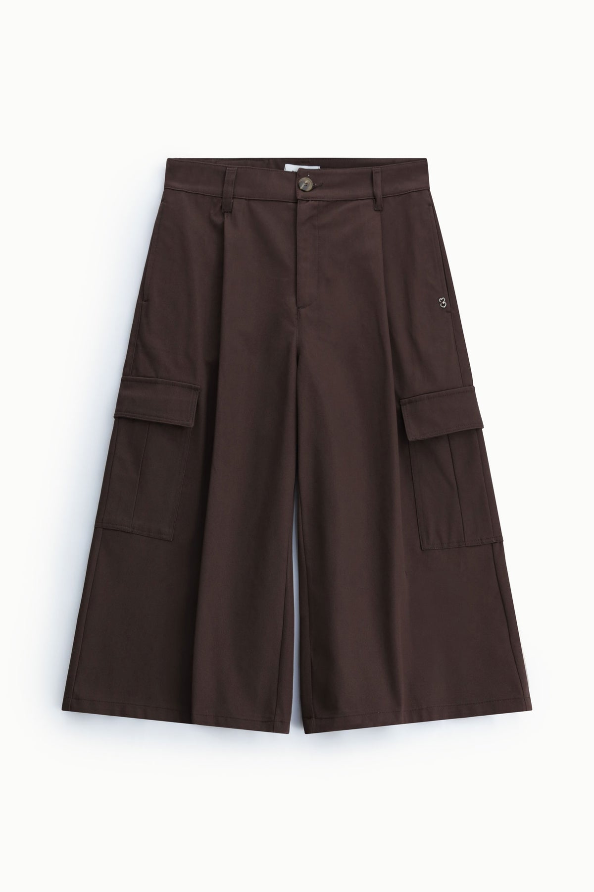 Jupe-culotte cargo femme à pinces – coton, coloris marron – Please