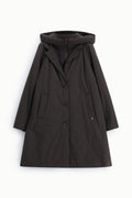 Manteau doudoune long femme à capuche – boutonnage, coloris marron – Please