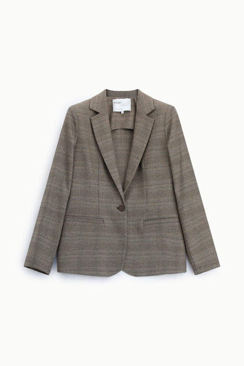 Blazer à carreaux une bouton épaules structurées – Please