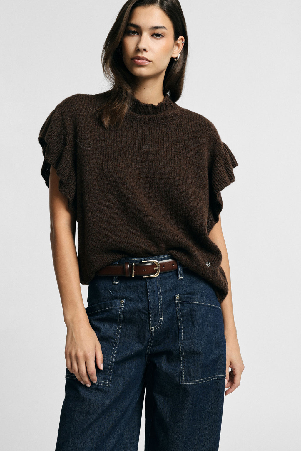 Pull sans manches à volants d'épaule – Please