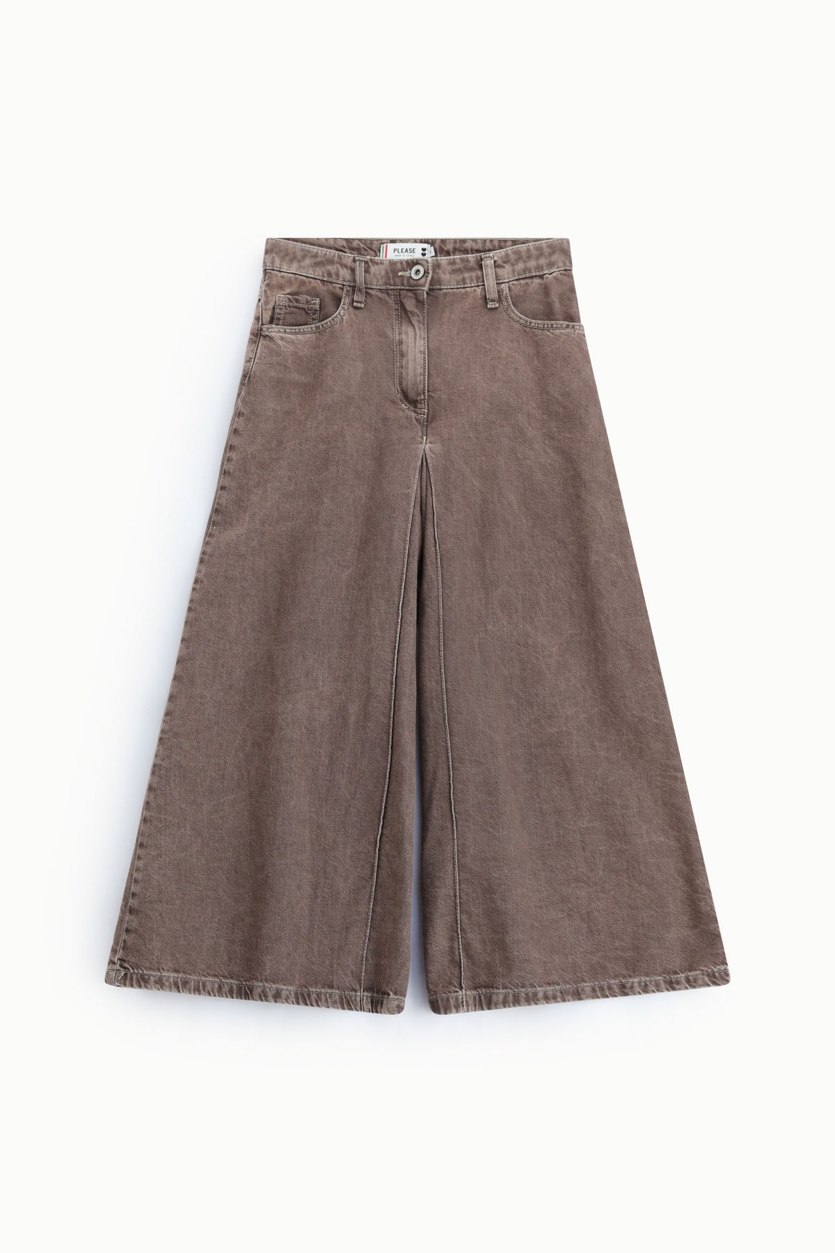 Jupe-culotte femme cinq poches en coton et lyocell, coloris chocolat – Please