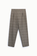 Pantalon tailleur à carreaux et pinces – Please
