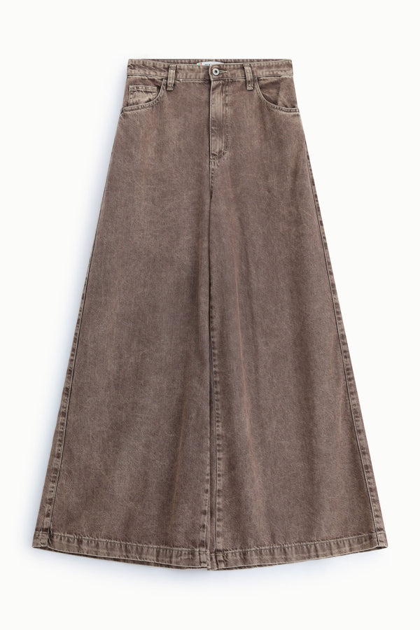 Jean palazzo femme jambe extra large, denim chocolat – Please