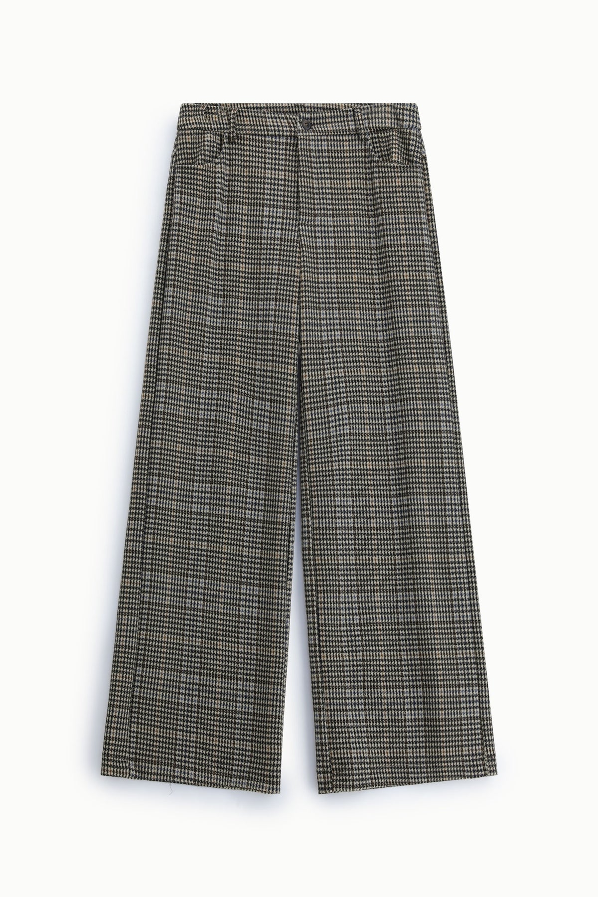 Pantalon à carreaux taille haute jambe large – Please