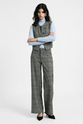 Pantalon à carreaux taille haute jambe large – Please