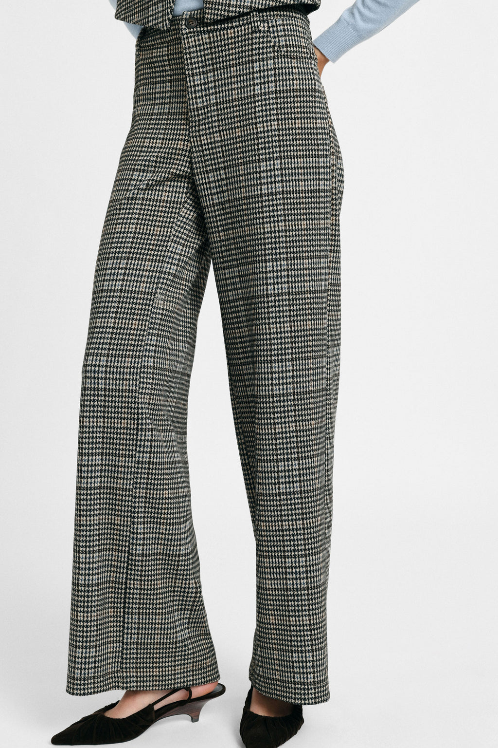 Pantalon à carreaux taille haute jambe large – Please
