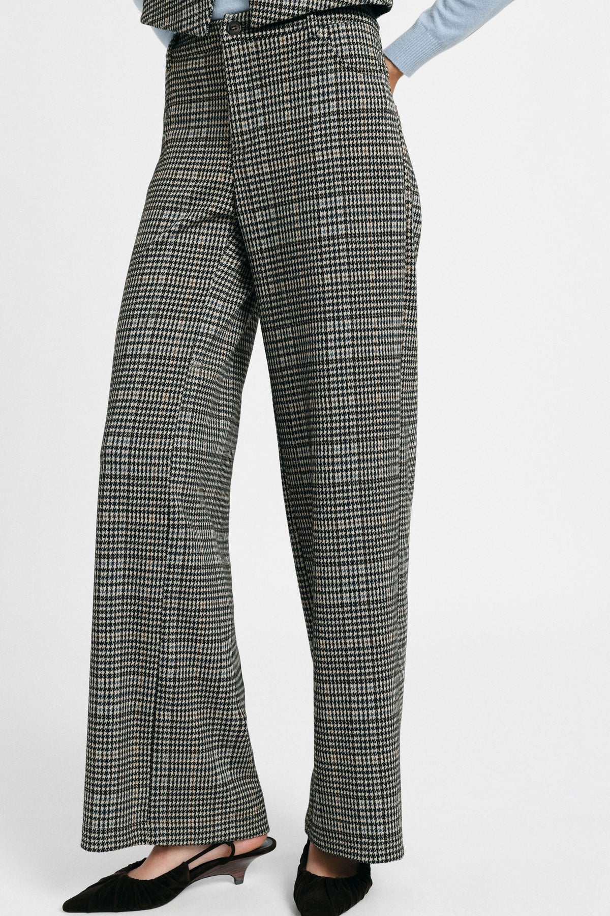 Pantalon à carreaux taille haute jambe large – Please