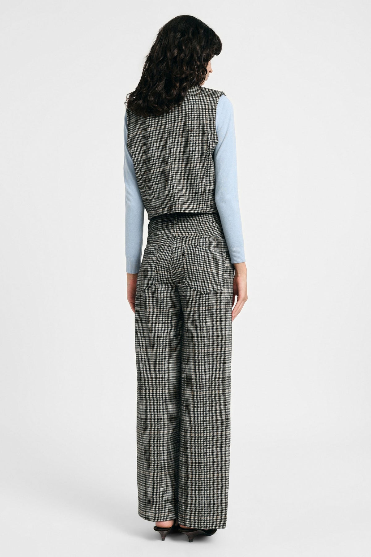 Pantalon à carreaux taille haute jambe large – Please