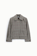 Veste courte femme à col chemise, carreaux marron – Please
