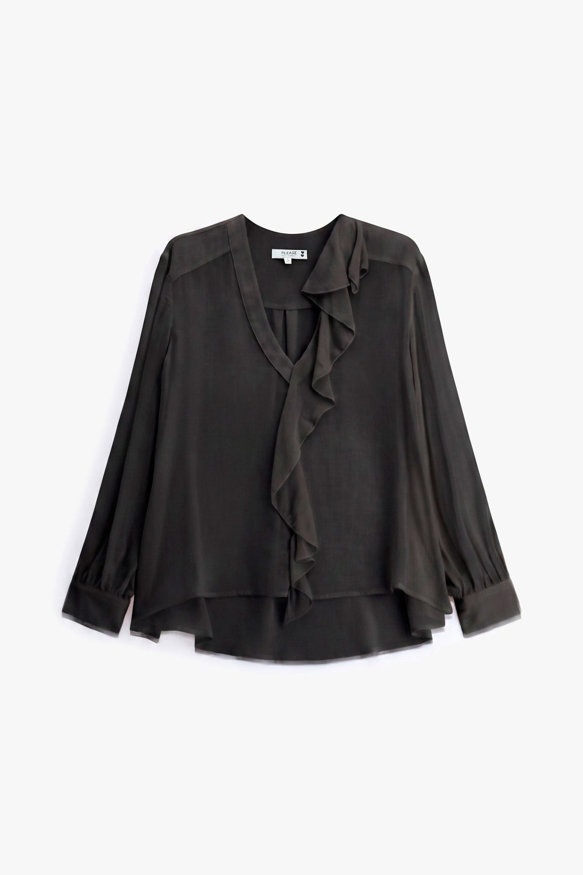 Blouse transparente à volants, coloris noir – Please
