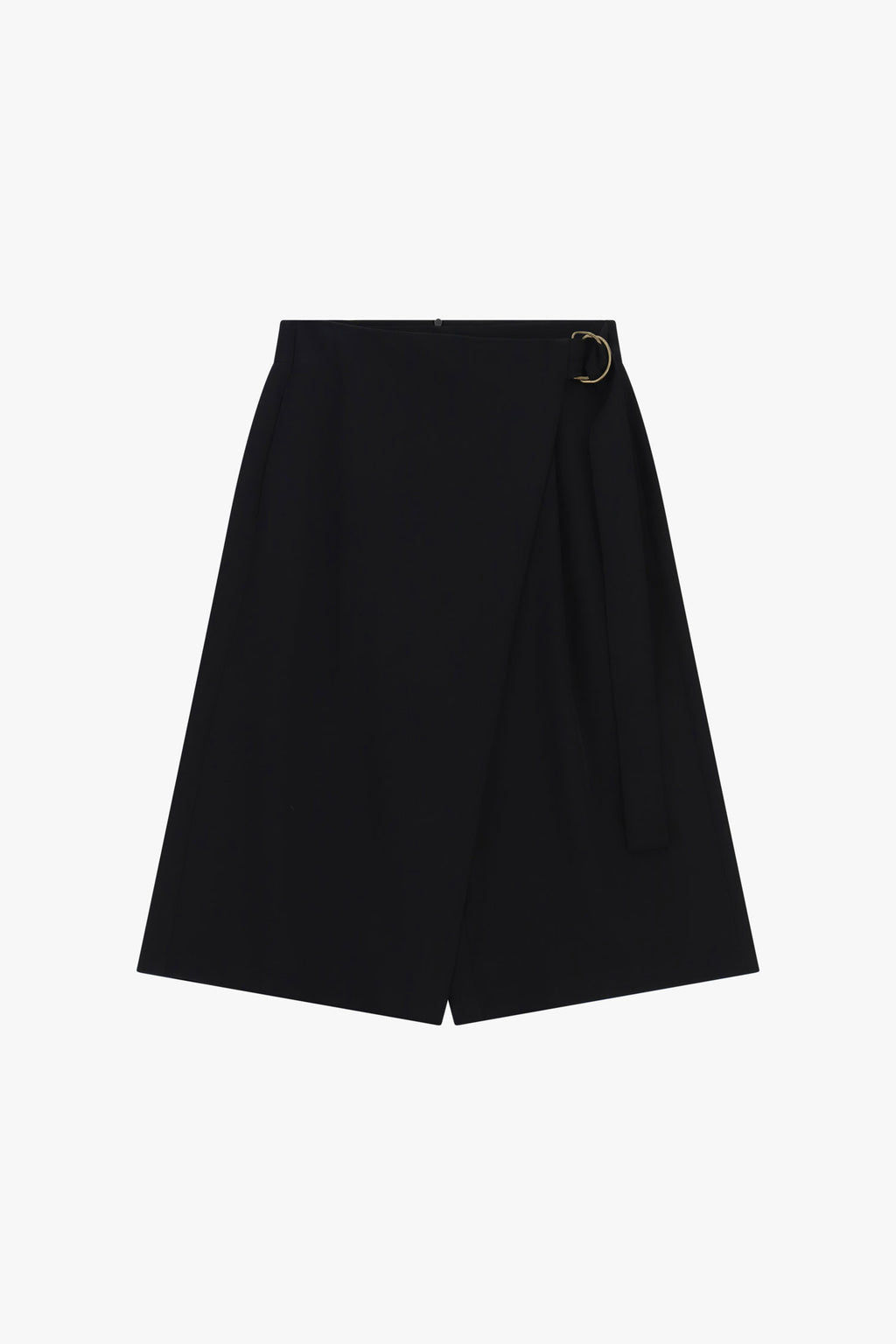 Bermuda portefeuille femme en crêpe fluide – ceinture à anneau, coloris noir – Please