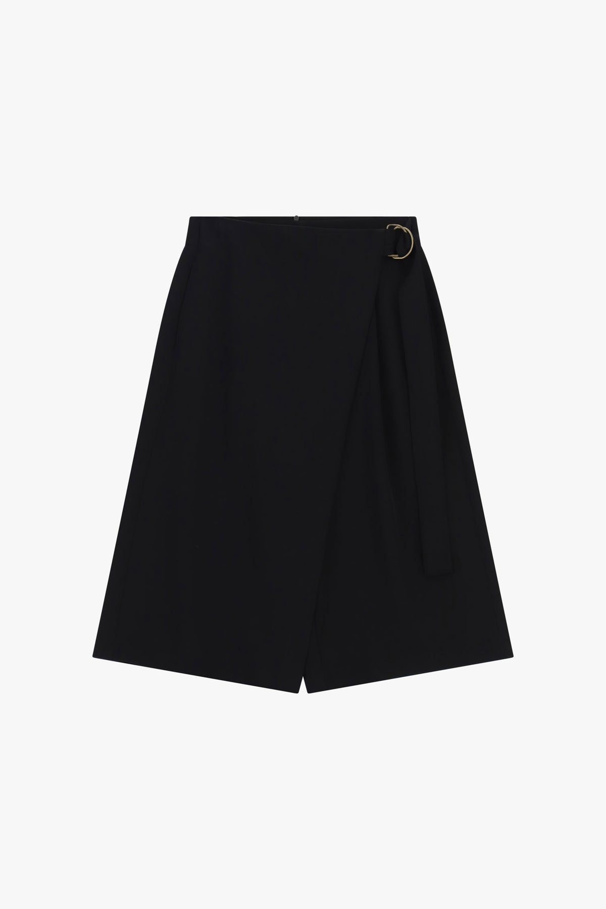 Bermuda portefeuille femme en crêpe fluide – ceinture à anneau, coloris noir – Please