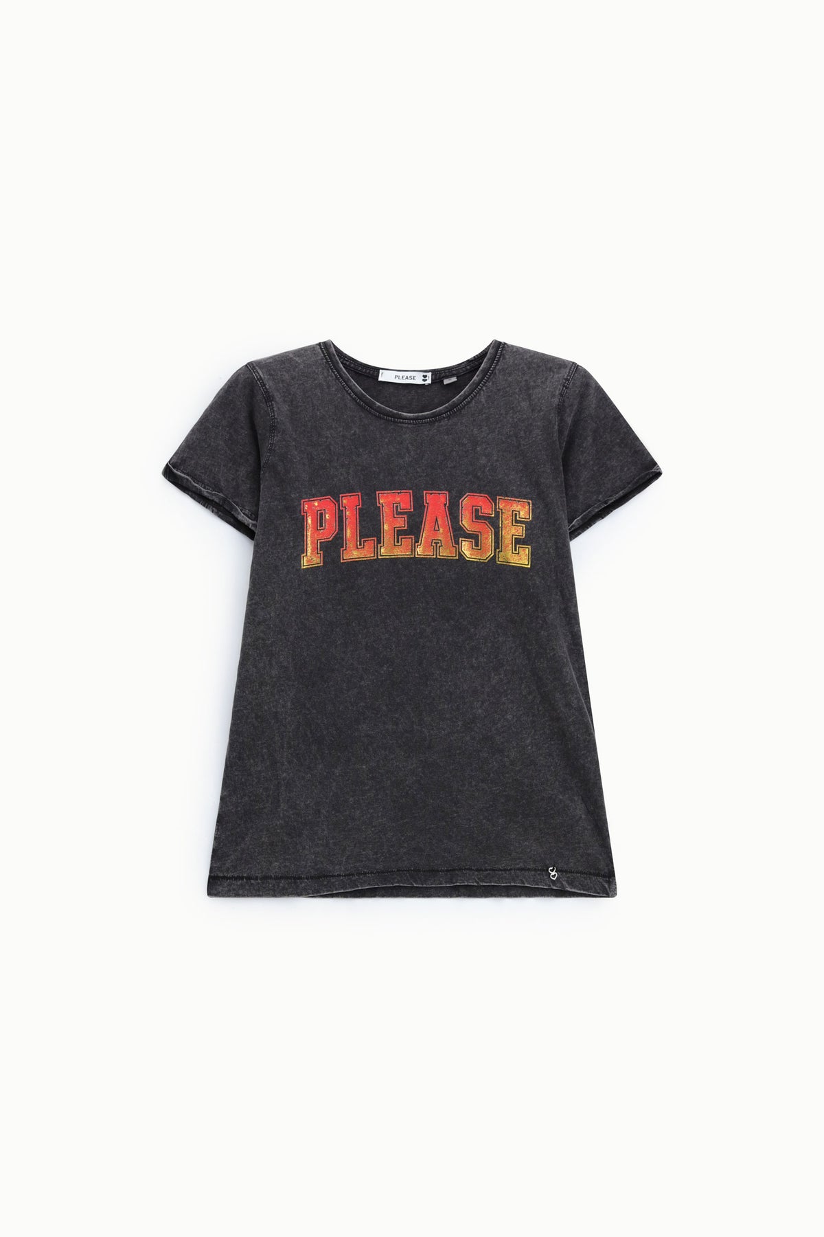 T-shirt effet délavé à lettrage collégien – Please
