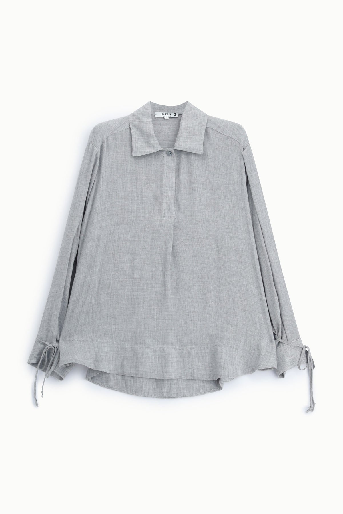Chemise fluide à liens coulissants aux poignets, coloris gris chiné – Please