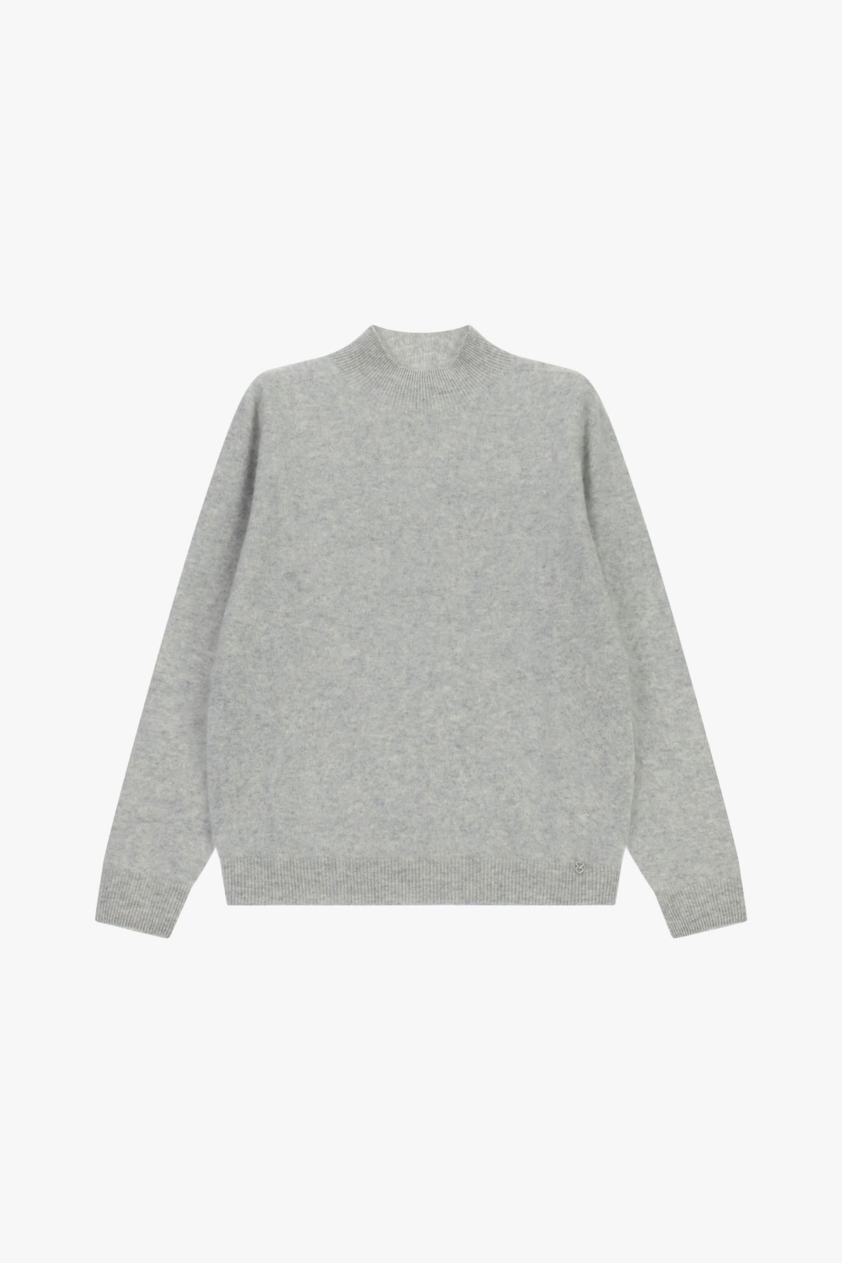 Pull col cheminée femme en laine et cachemire, à plat, coloris gris – Please