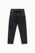 Jean fuselé femme à taille coulissante, noir délavé – Please
