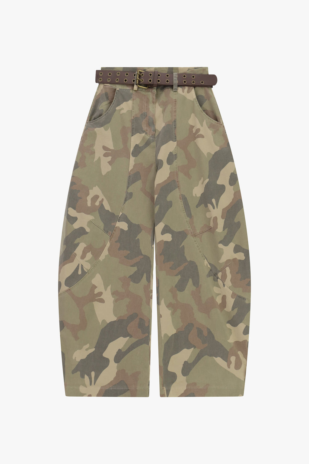 Pantalon balloon femme à pinces, imprimé camouflage – Please