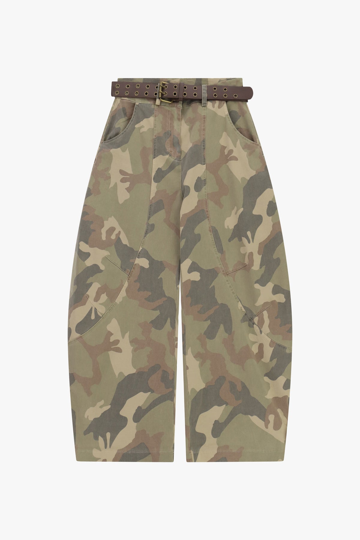 Pantalon balloon femme à pinces, imprimé camouflage – Please