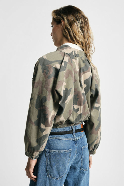 Blouson bomber femme camouflage à ornements bijoux – Please