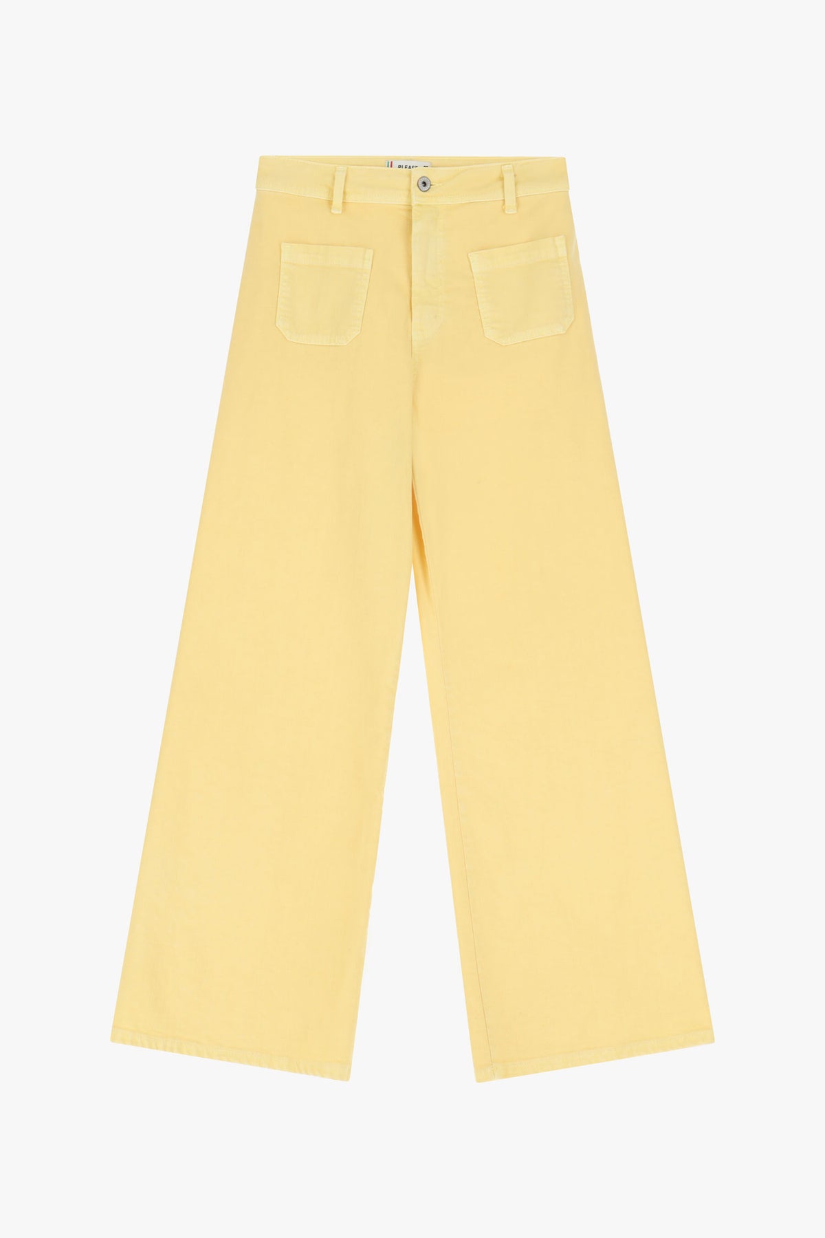 Jean évasé taille mi-haute à poches plaquées, coloris jaune pâle – Please
