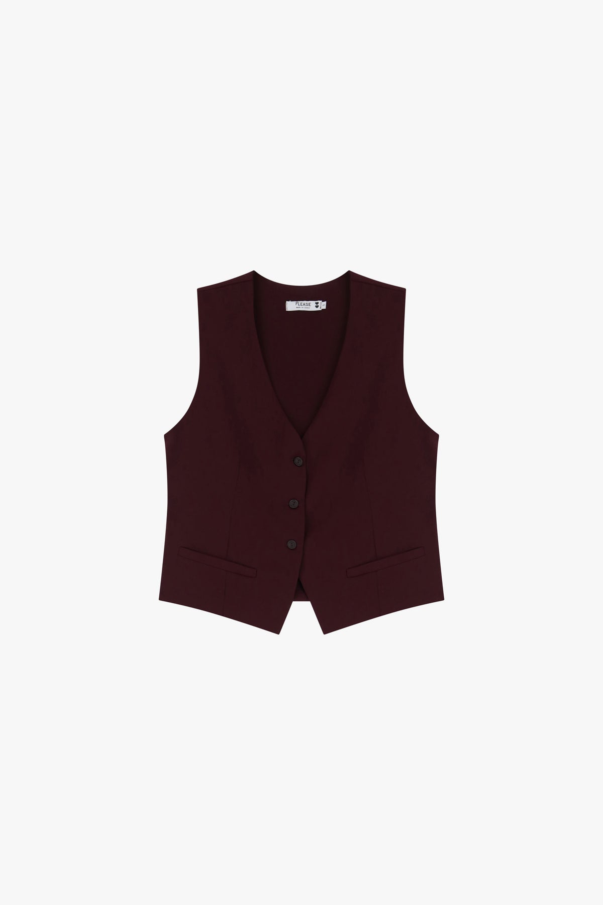 Gilet de tailleur femme – crêpe fluide, packshot, coloris bordeaux – Please