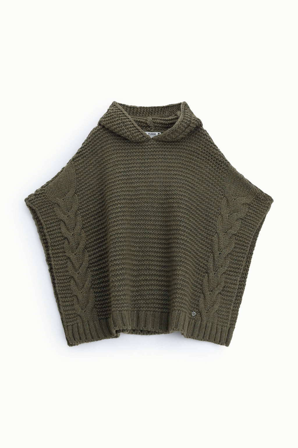 Poncho torsadé à capuche en grosse maille – Please