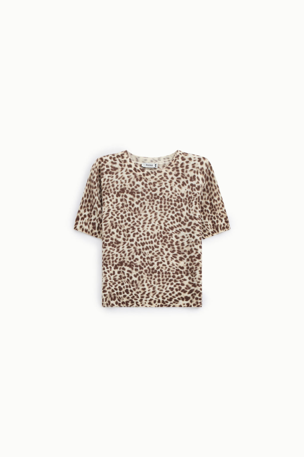Pull manches courtes femme en laine, jacquard léopard – Please
