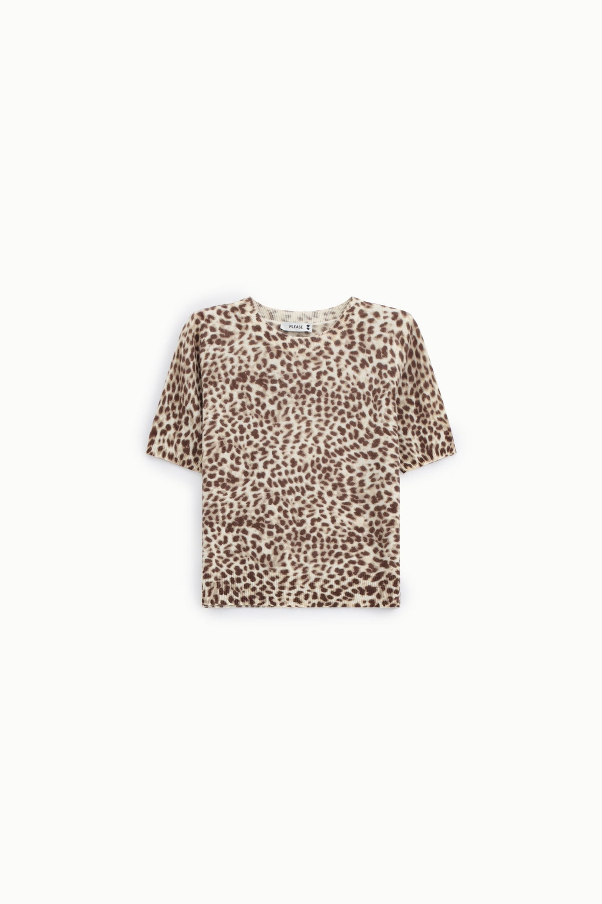 Pull manches courtes femme en laine, jacquard léopard – Please